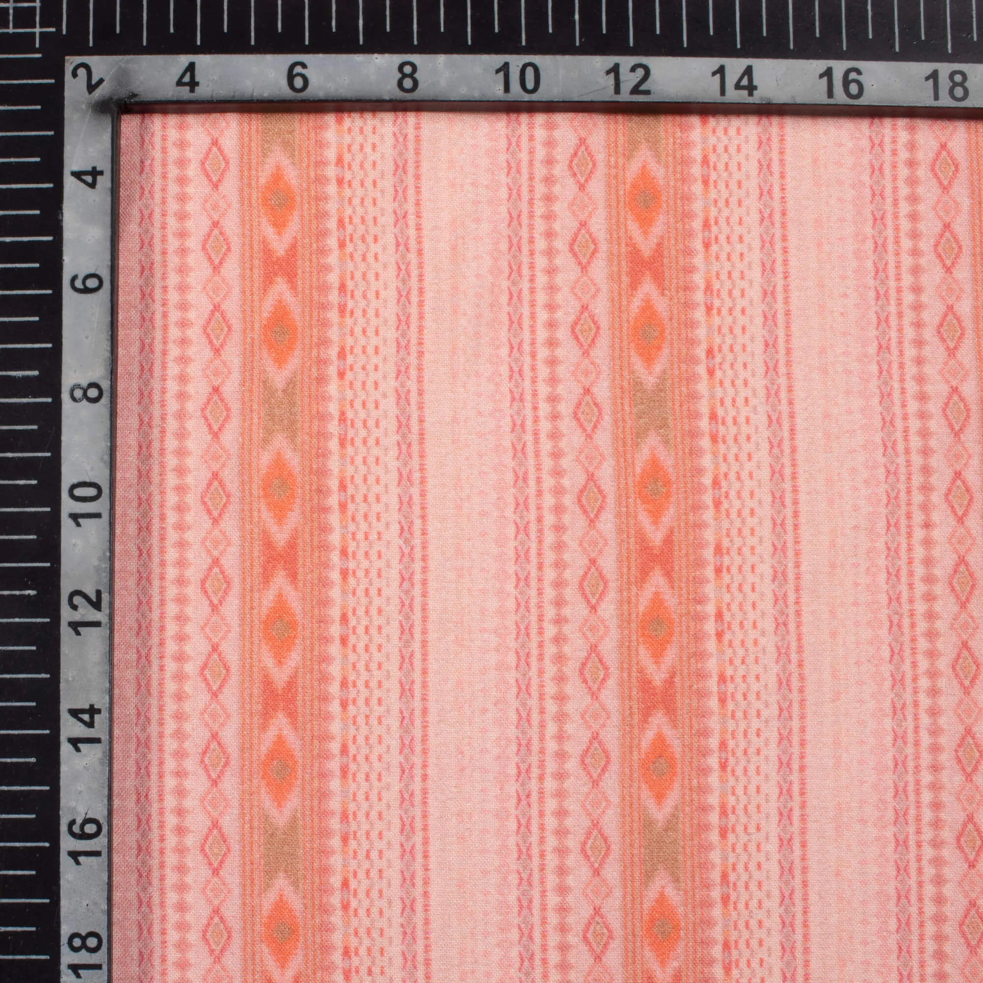 Peach Coral Orange Stripes Pattern Viscose Rayon Fabric Print (58 Width)