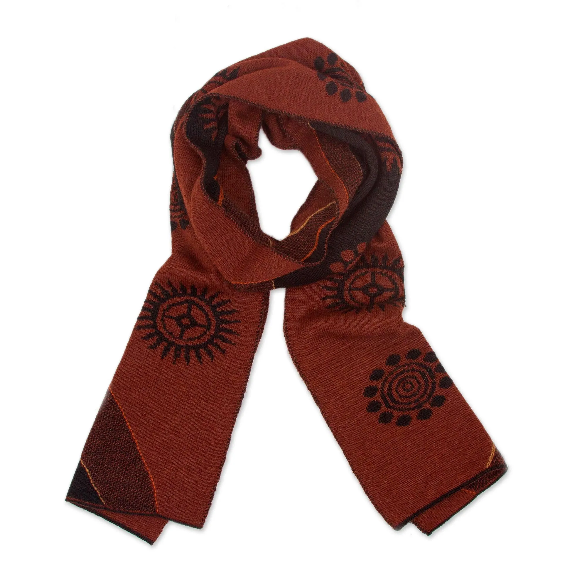 Peruvian Alpaca Scarf in Men's Mahogany and Black Blend