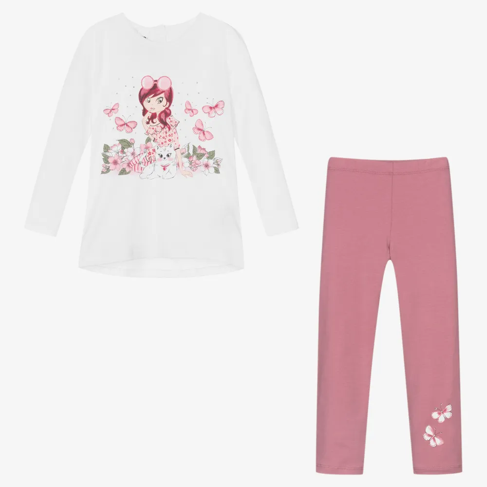 Pink Cotton Leggings Set for Girls