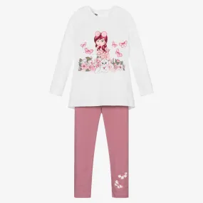 Pink Cotton Leggings Set for Girls