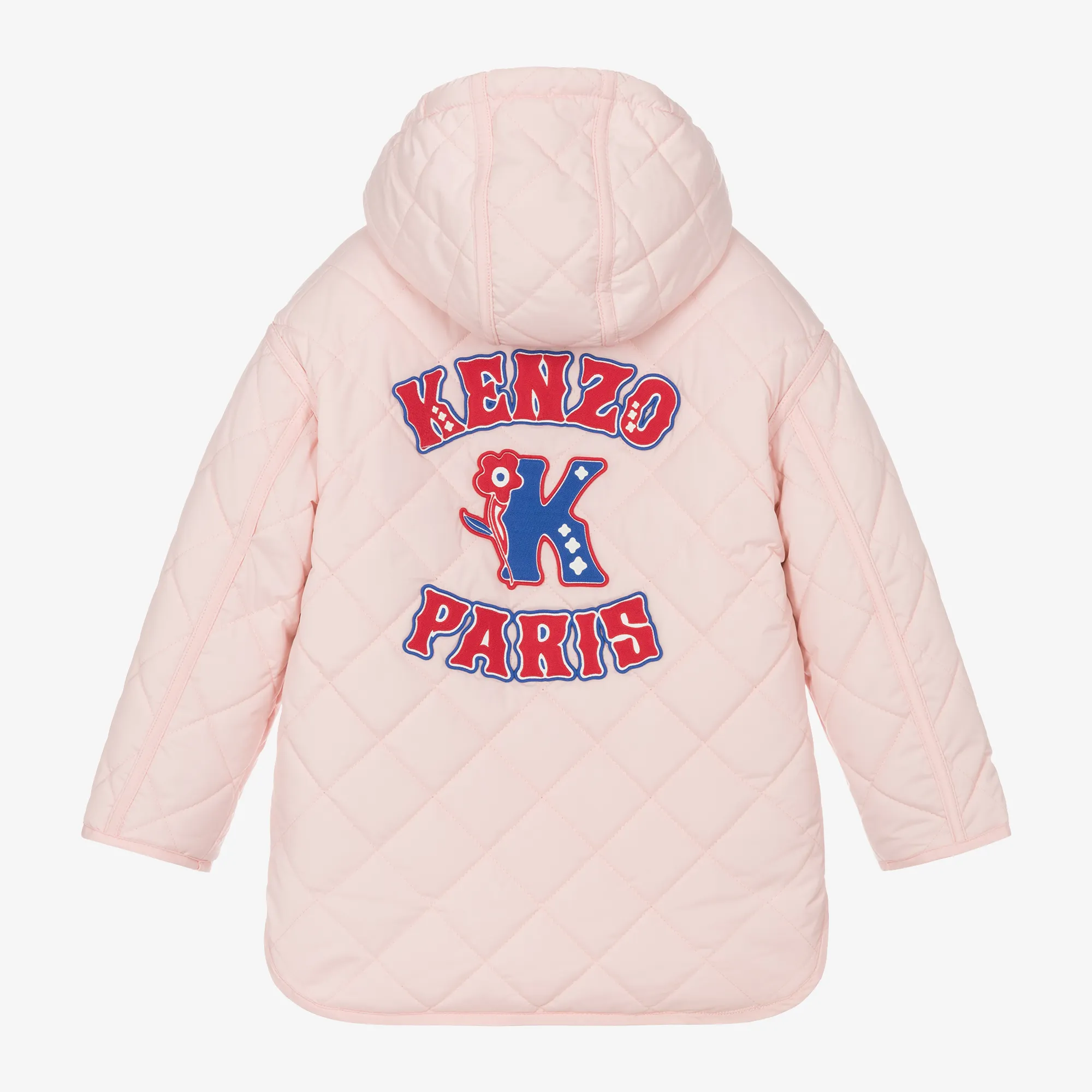 Pink Girls' Flower Quilted Coat