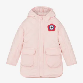 Pink Girls' Flower Quilted Coat