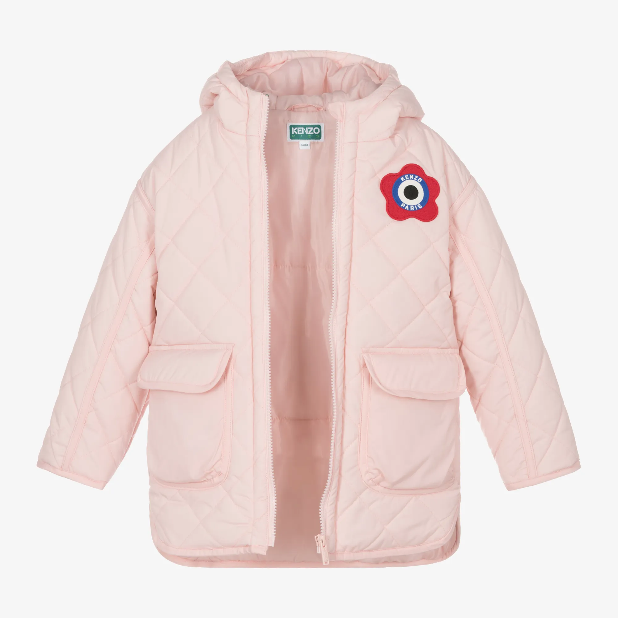 Pink Girls' Flower Quilted Coat