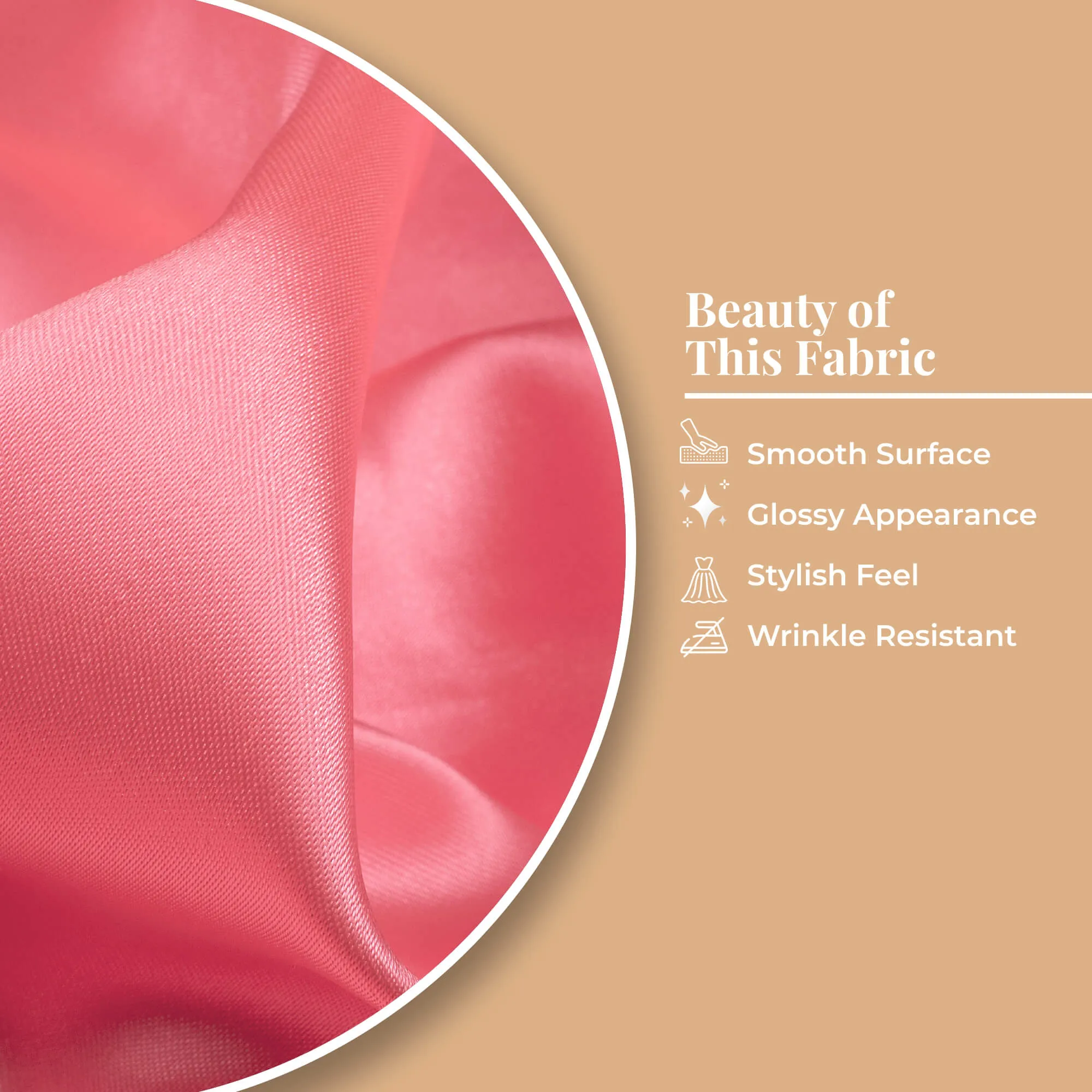 Pink Neon Satin Fabric - Brick Plain Ultra