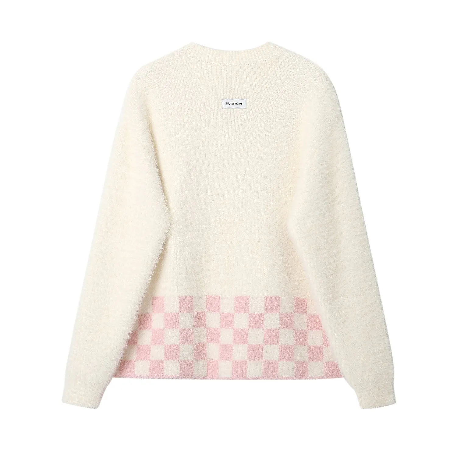 Pink White Checkered Sweater