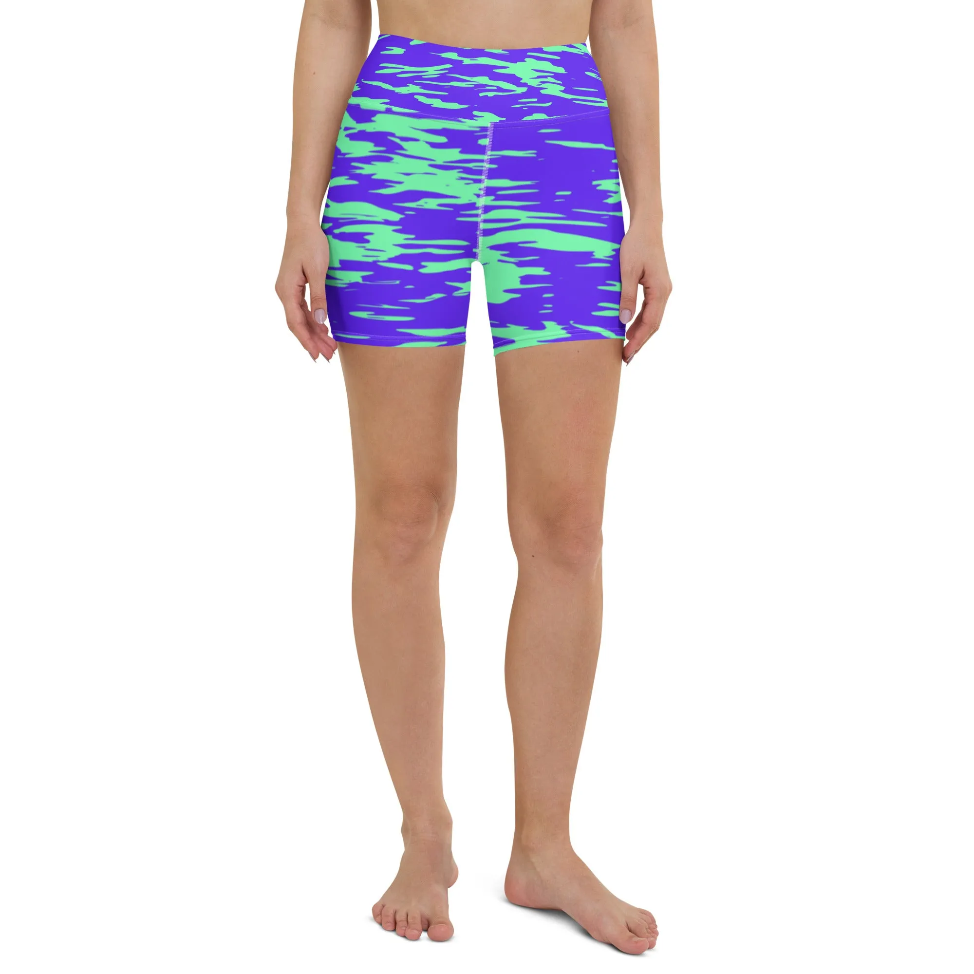 Purple Mint Rave Zebra Stripe Rave Ready Yoga Shorts with Inside Pocket