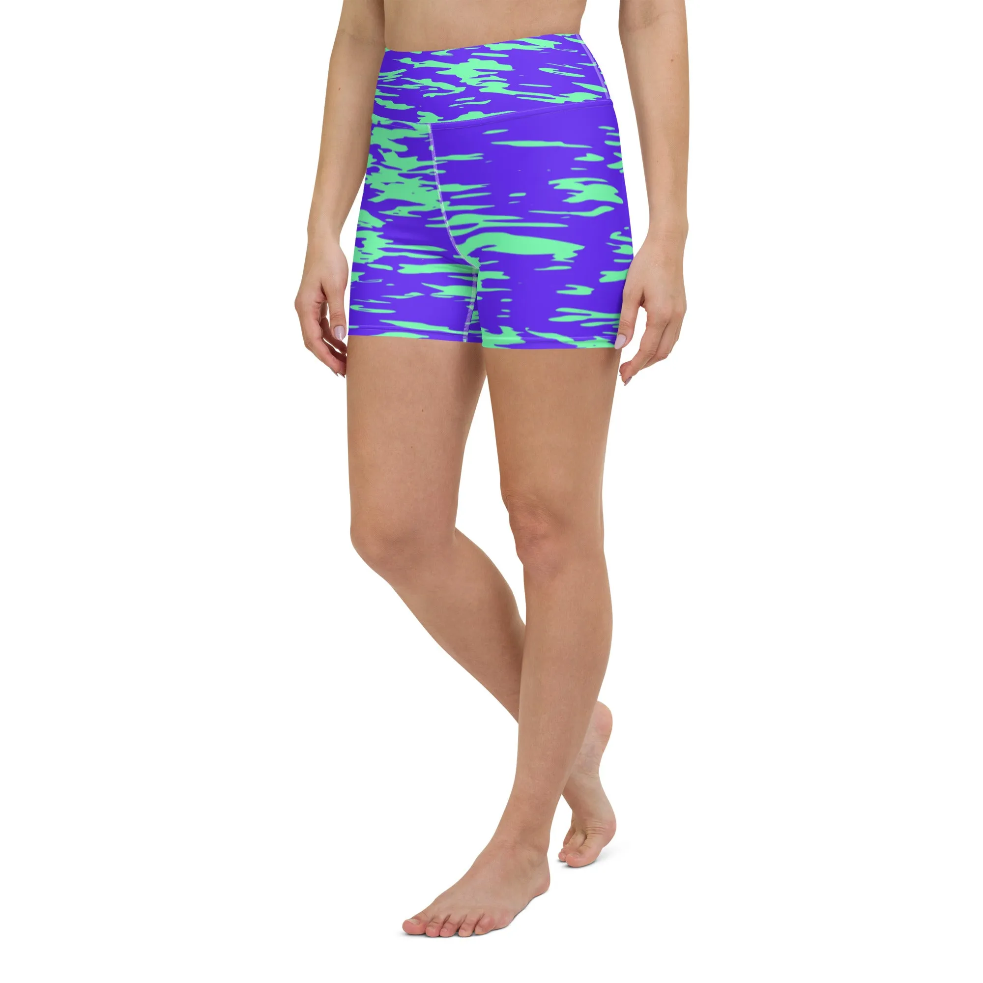 Purple Mint Rave Zebra Stripe Rave Ready Yoga Shorts with Inside Pocket