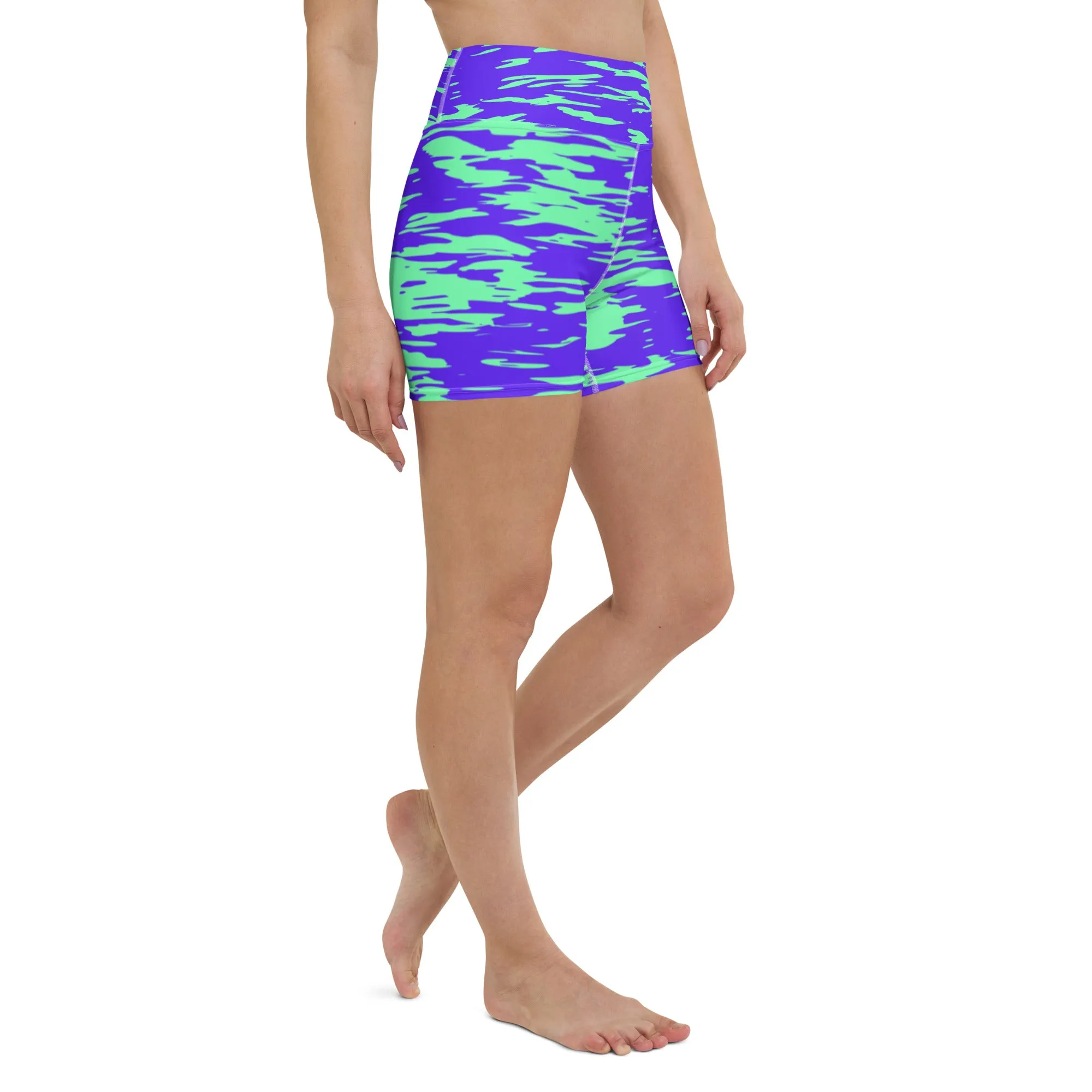 Purple Mint Rave Zebra Stripe Rave Ready Yoga Shorts with Inside Pocket