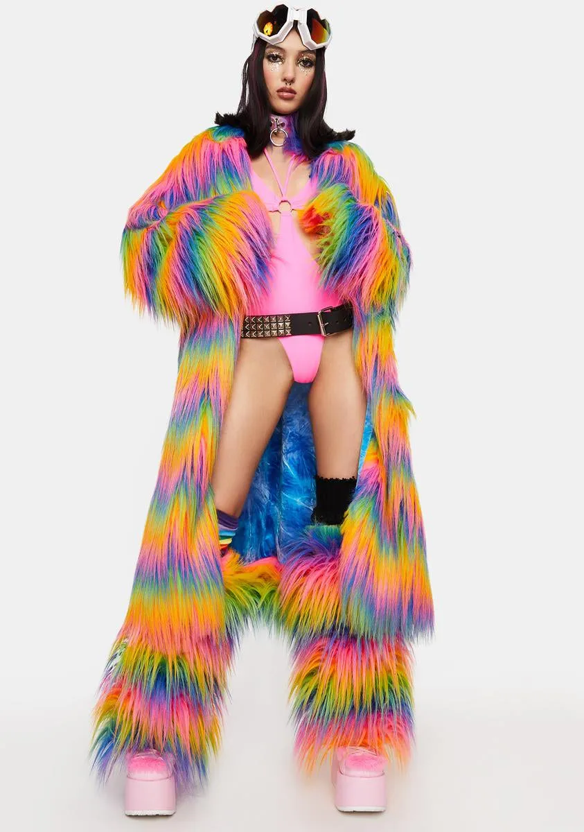 Rainbow Faux Fur Coat