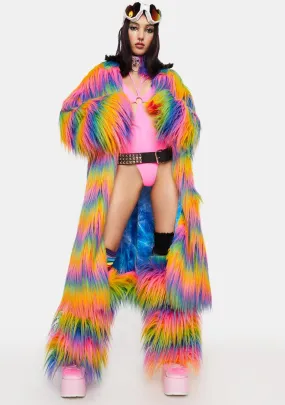 Rainbow Faux Fur Coat