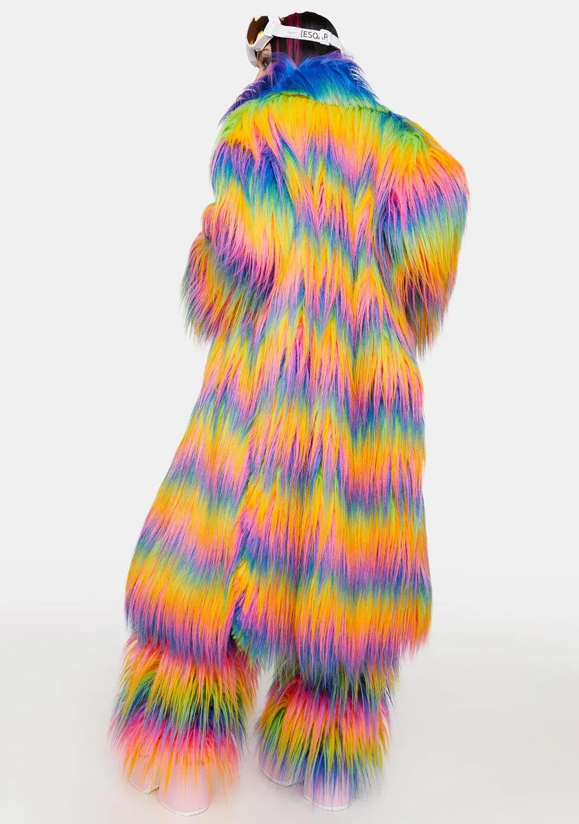 Rainbow Faux Fur Coat