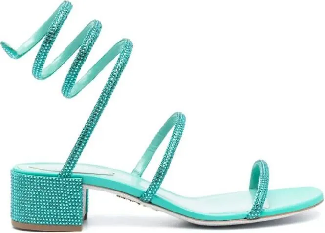 Green René Caovilla Cleo Crystal-Embellished Sandals