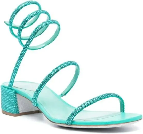 Green René Caovilla Cleo Crystal-Embellished Sandals