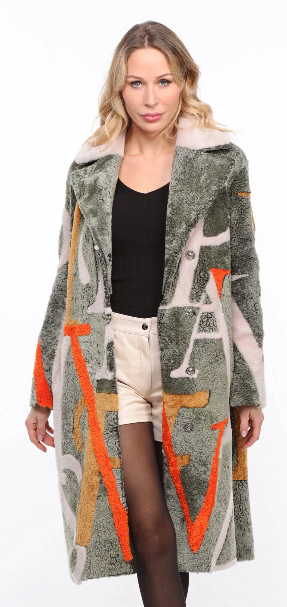 Reversible Shearling Coat - Women's Khaki Style