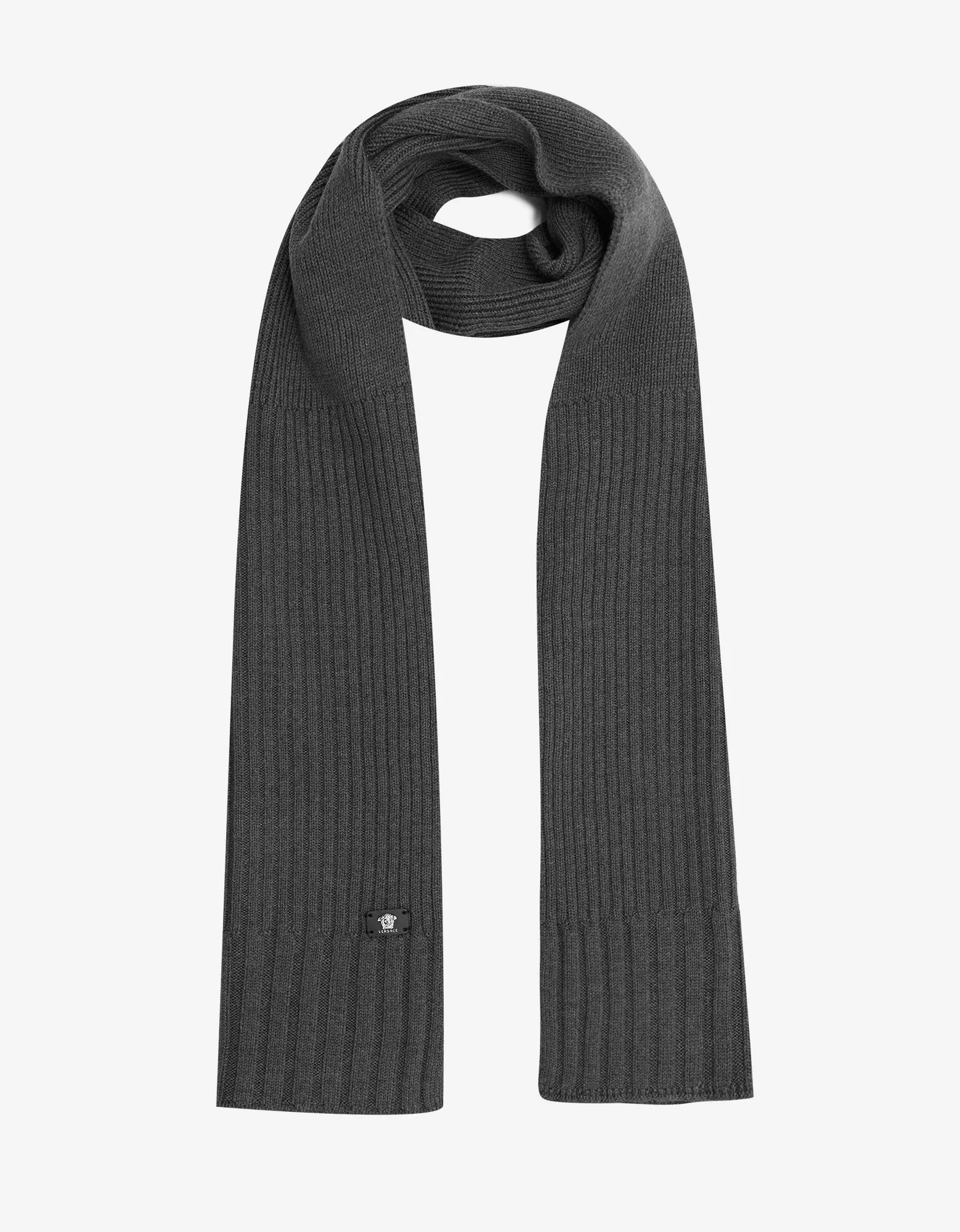 Ribbed Wool Scarf in Grey