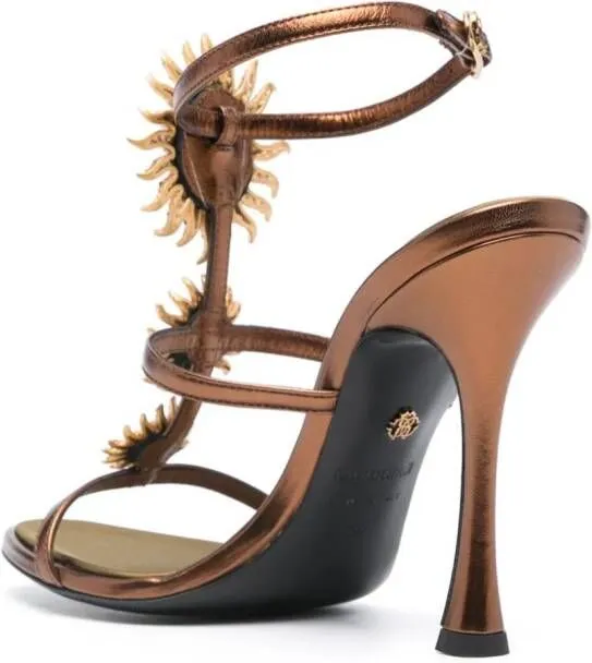 Roberto Cavalli Jewel 110mm Leather Sandals Brown