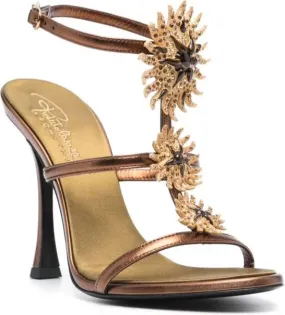 Roberto Cavalli Jewel 110mm Leather Sandals Brown