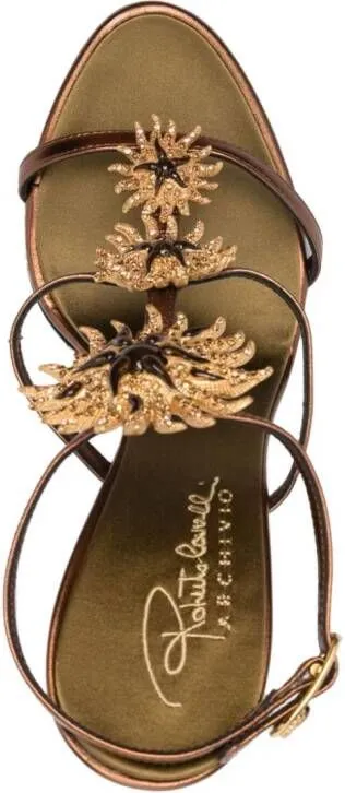 Roberto Cavalli Jewel 110mm Leather Sandals Brown