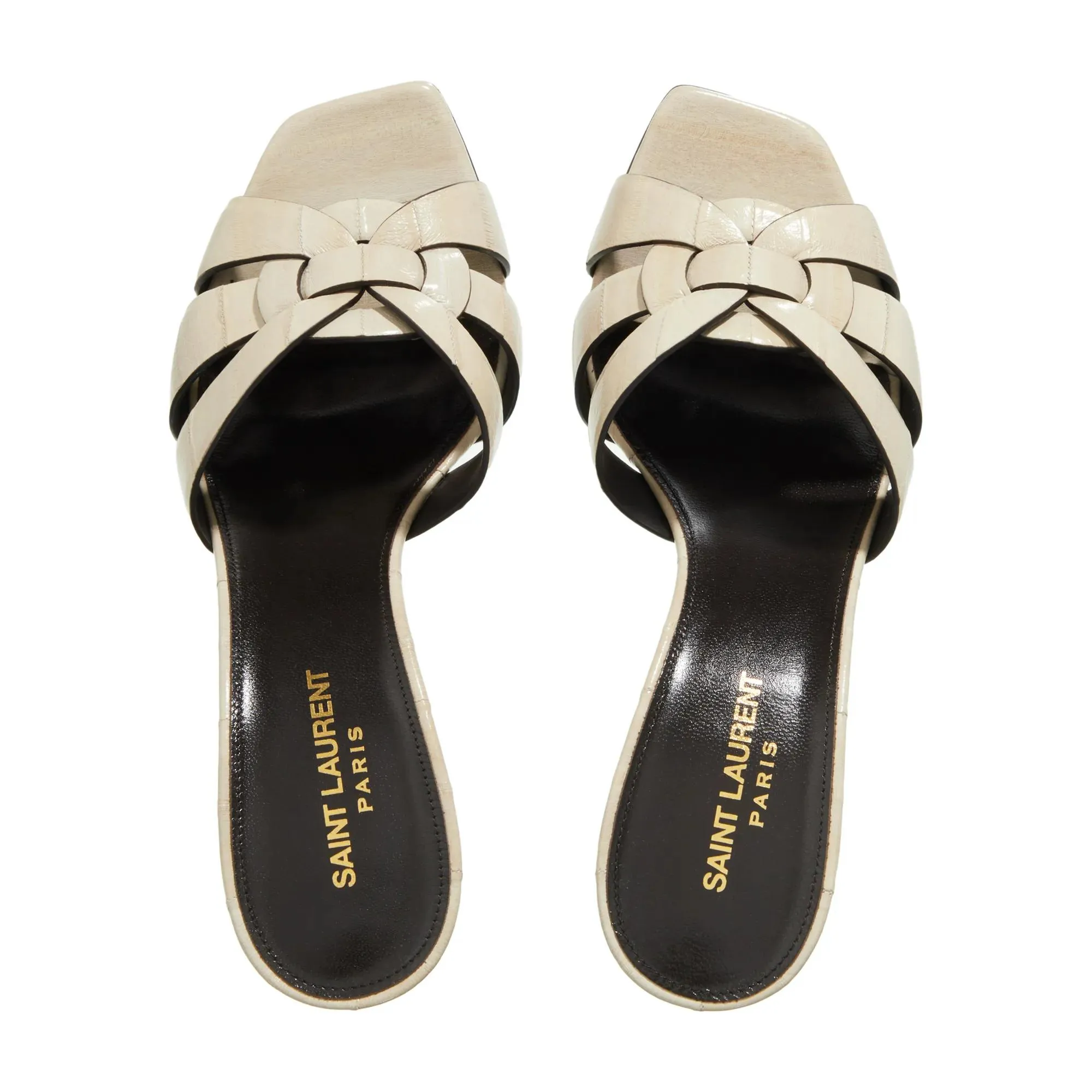 Saint Laurent Ivory Tribute 85 Mule Sandals