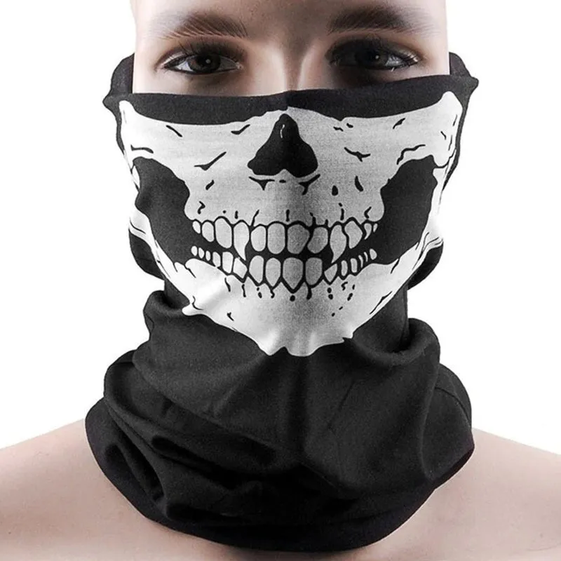 Skull Print Motorcycle Face Mask for Windproof Protection While Riding.