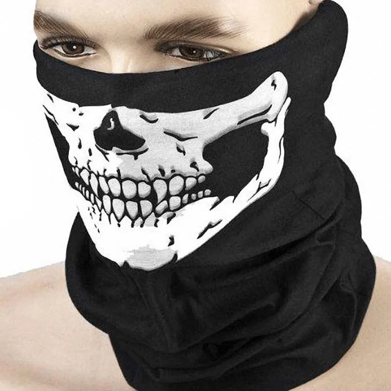 Skull Print Motorcycle Face Mask for Windproof Protection While Riding.