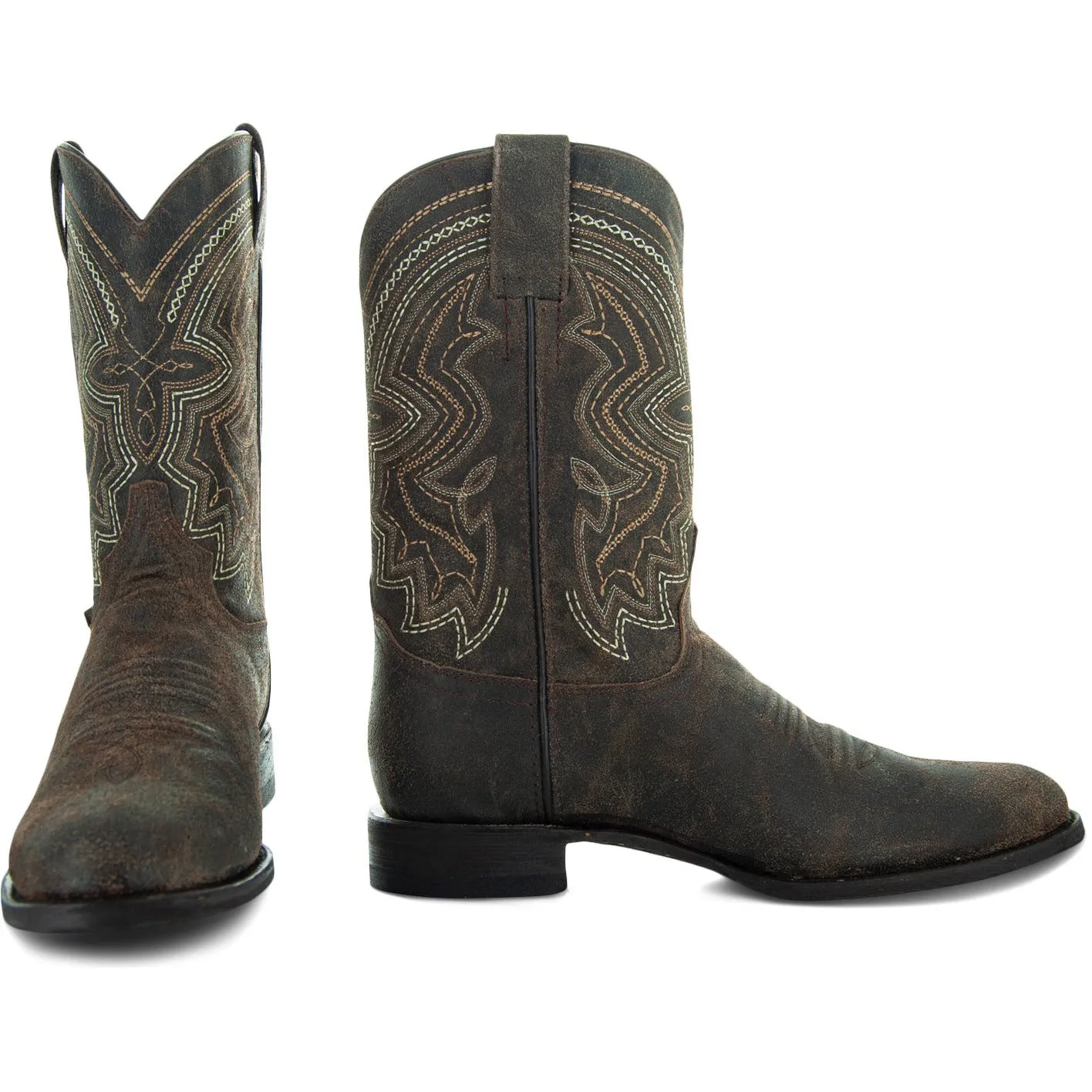 Soto Men's Brown Distressed Leather Cowboy Boots