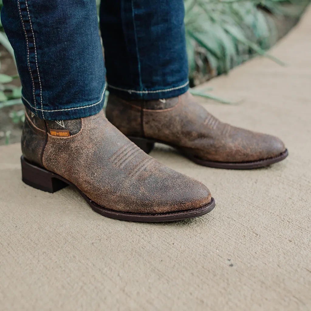 Soto Men's Brown Distressed Leather Cowboy Boots