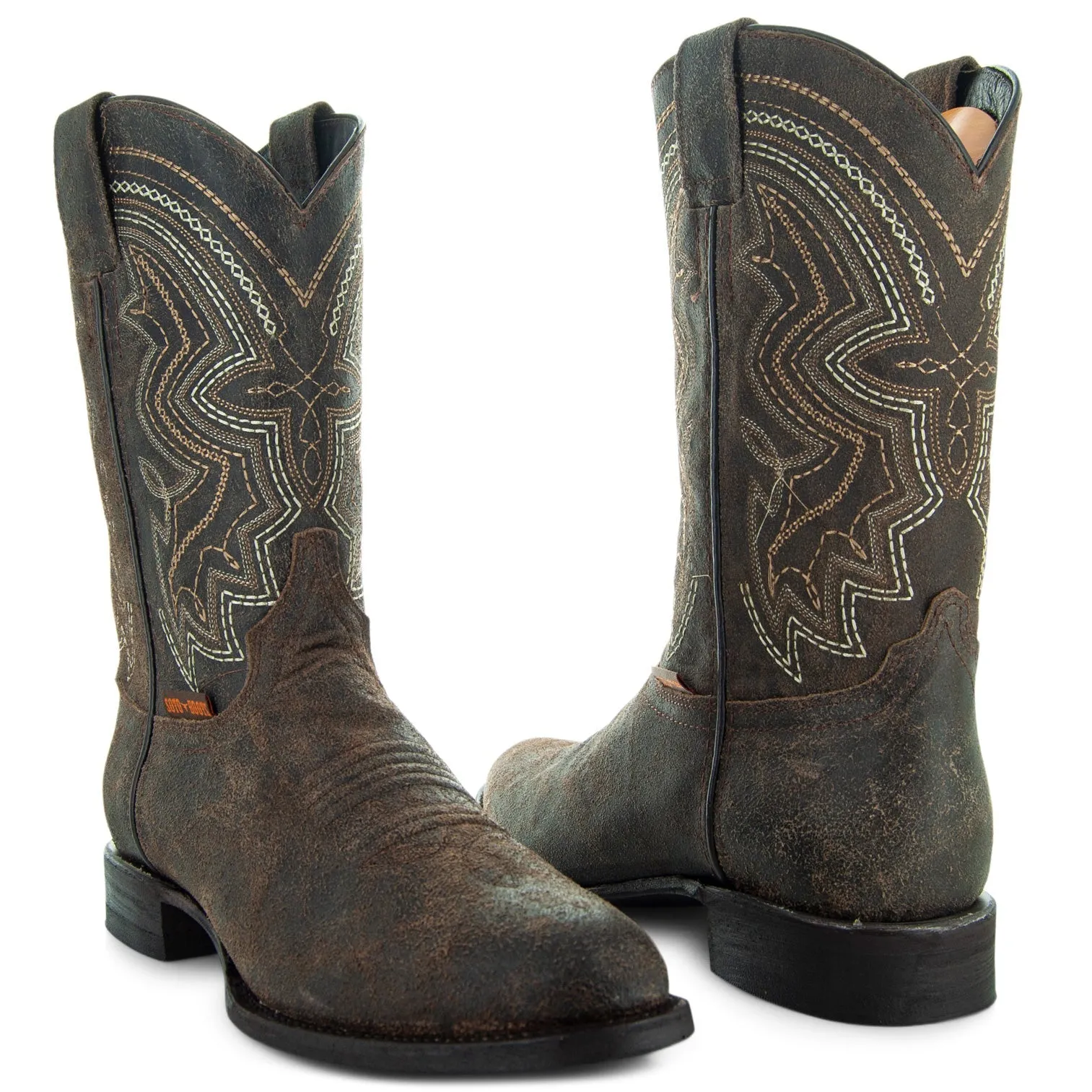 Soto Men's Brown Distressed Leather Cowboy Boots