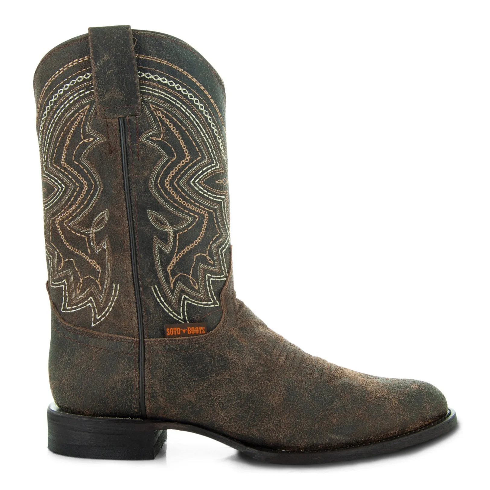 Soto Men's Brown Distressed Leather Cowboy Boots