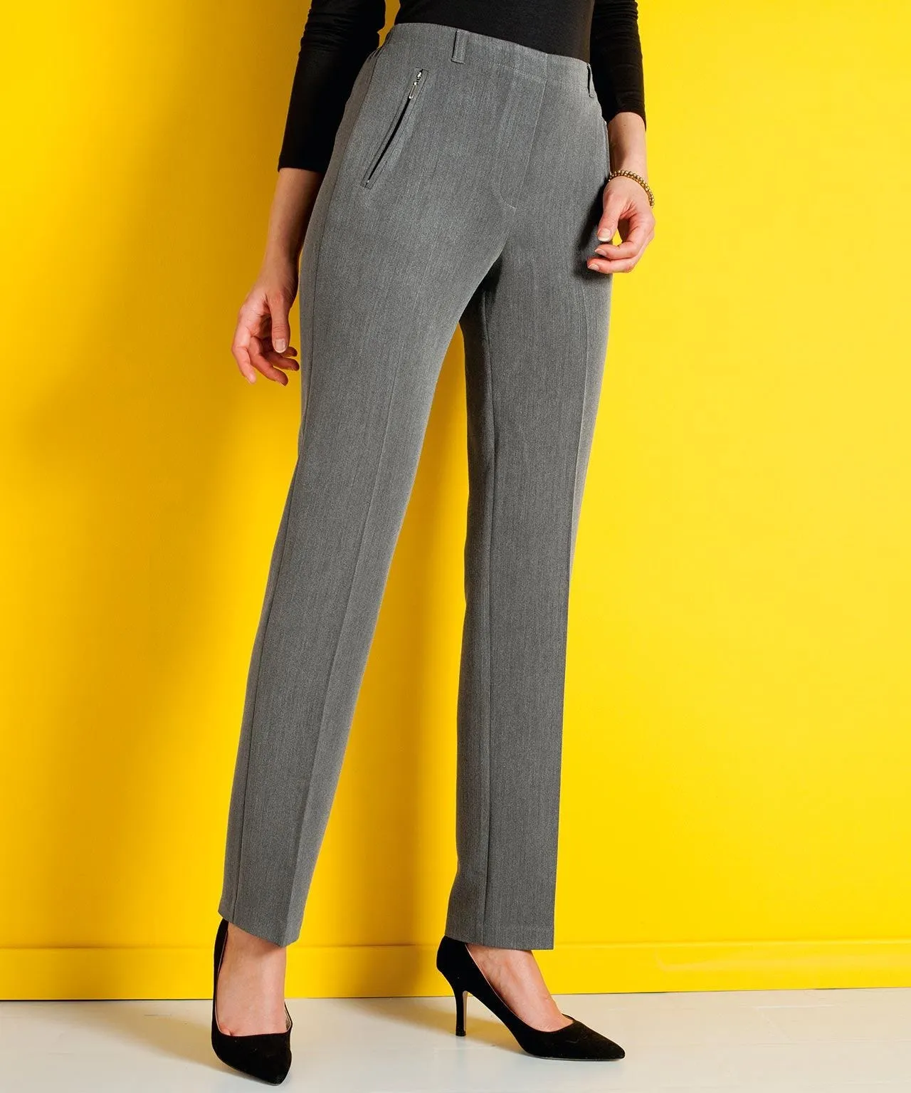 Straight Zipper Detail Trousers