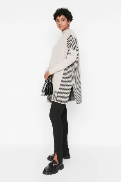 Striped Poncho Sweater --> Modern Striped Cape Pullover