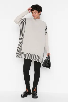 Striped Poncho Sweater --> Modern Striped Cape Pullover