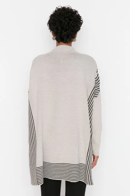 Striped Poncho Sweater --> Modern Striped Cape Pullover