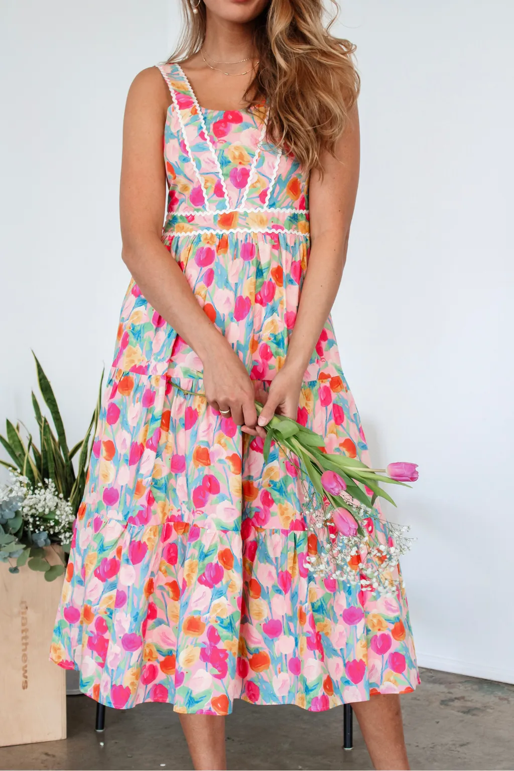 Sweetpea Midi Dress - Floral Print Sleeveless Summer Dress