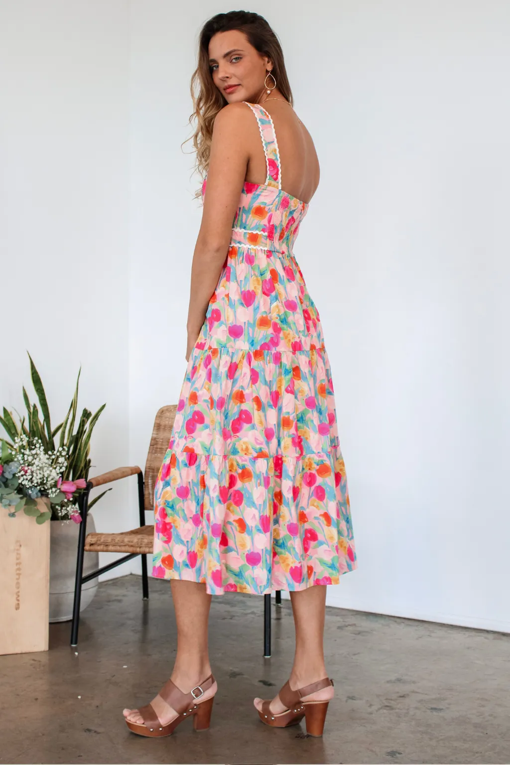 Sweetpea Midi Dress - Floral Print Sleeveless Summer Dress