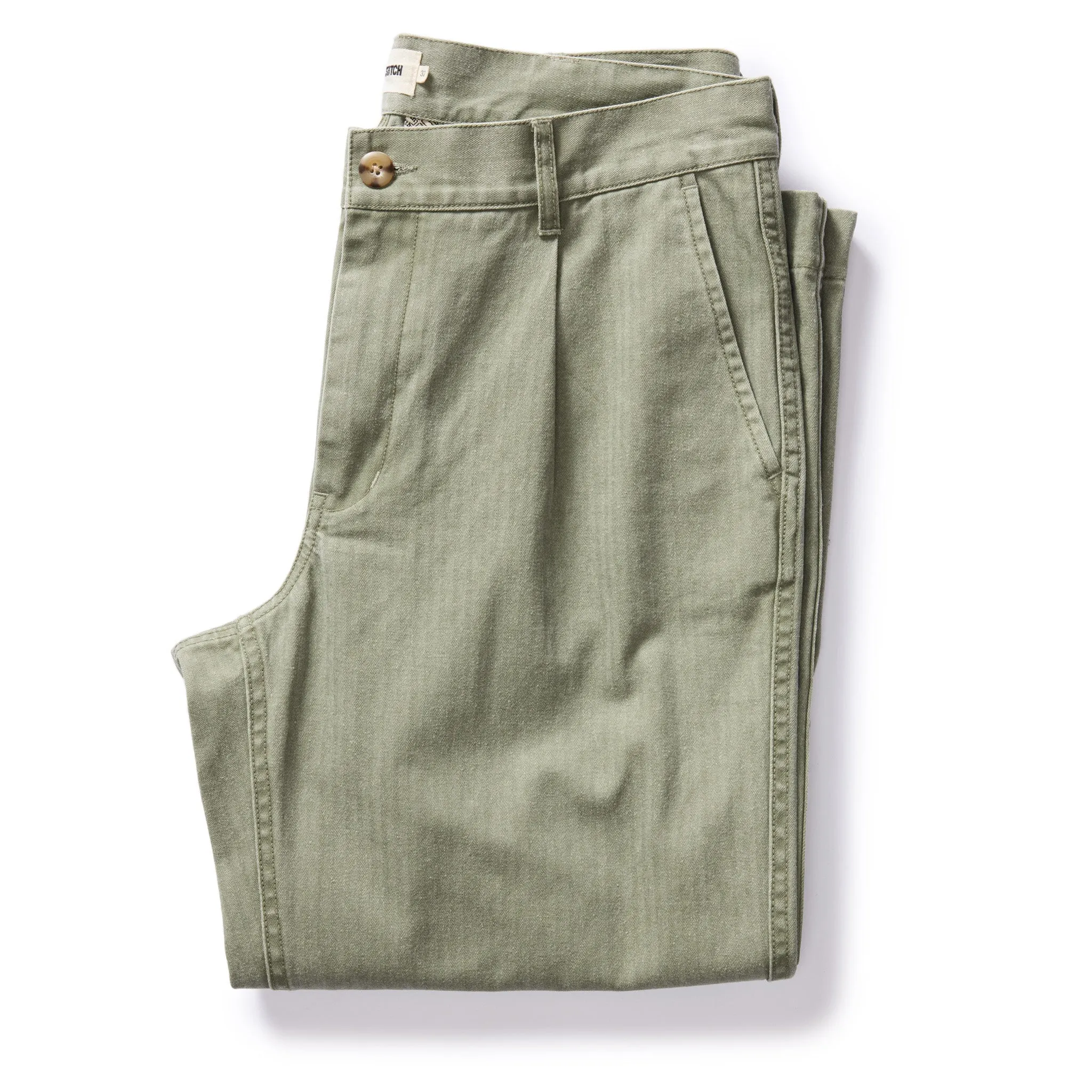 Matlow Pant in Dried Sage Pigment Herringbone by The