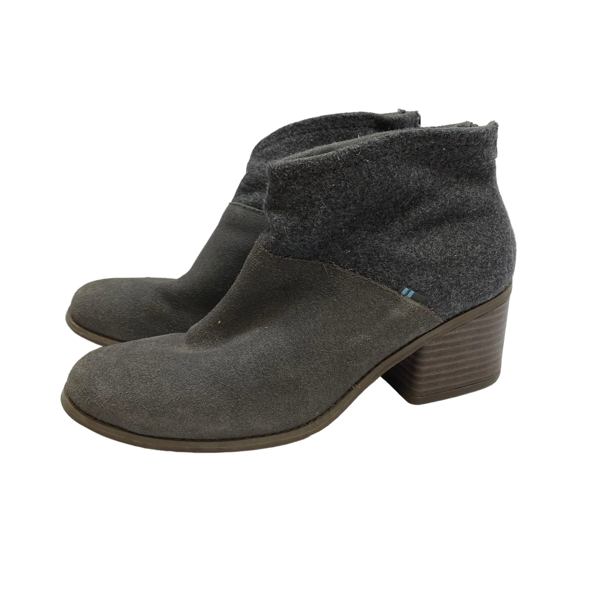 Toms Grey Ankle Flats Boots, Size 8.5