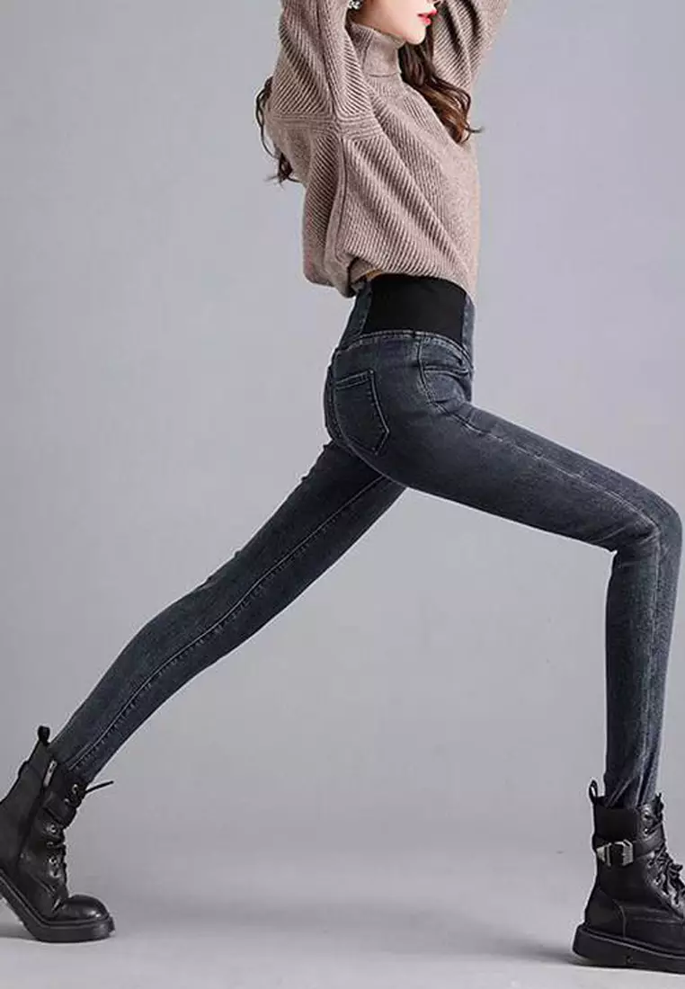 VANSA Elasticated Waist High Stretch Jeans by Twenty Eight Shoes VCW-P6273