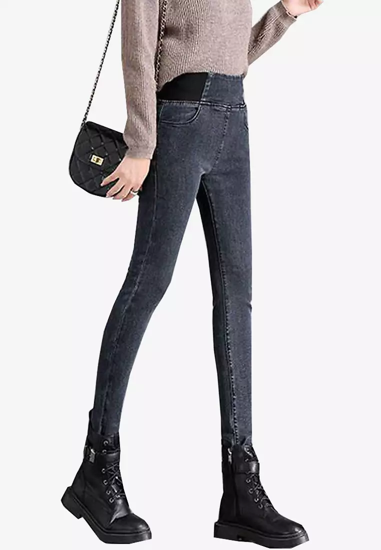 VANSA Elasticated Waist High Stretch Jeans by Twenty Eight Shoes VCW-P6273