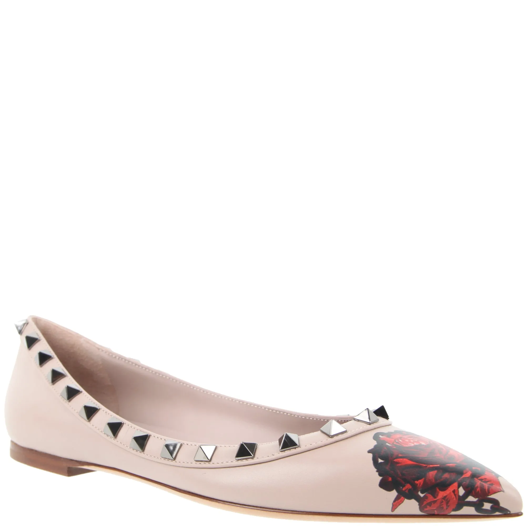 Undercover Rockstud Ballerina Nappa Rose Print Poudre