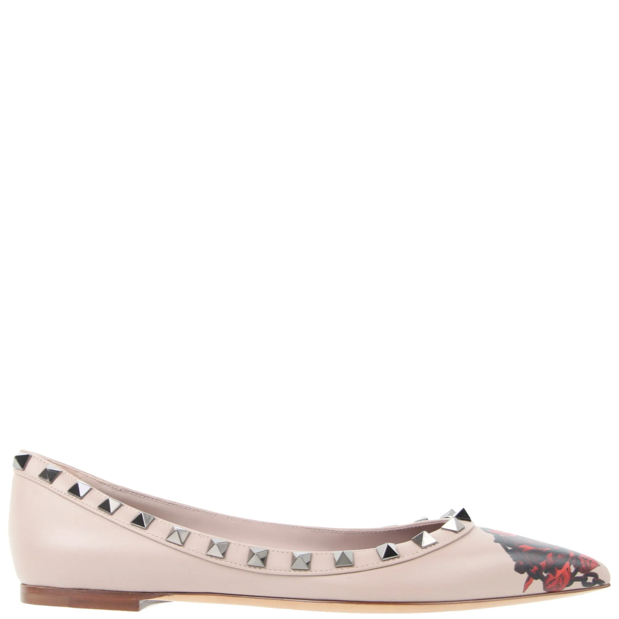 Undercover Rockstud Ballerina Nappa Rose Print Poudre