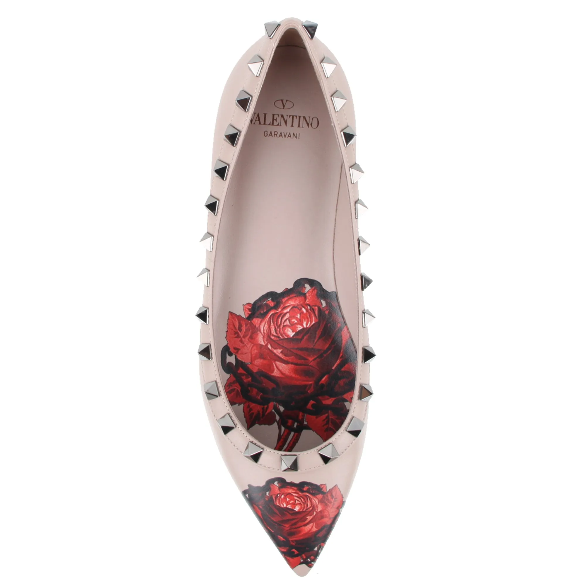 Undercover Rockstud Ballerina Nappa Rose Print Poudre