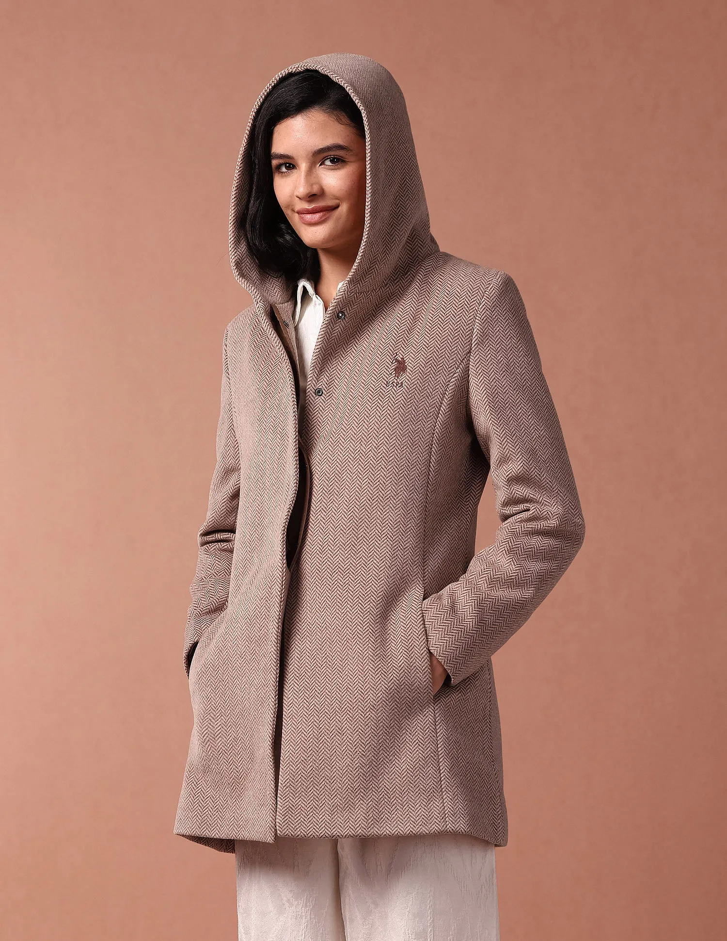 U.S. Women's Polo Assn. Herringbone Hooded Jacket