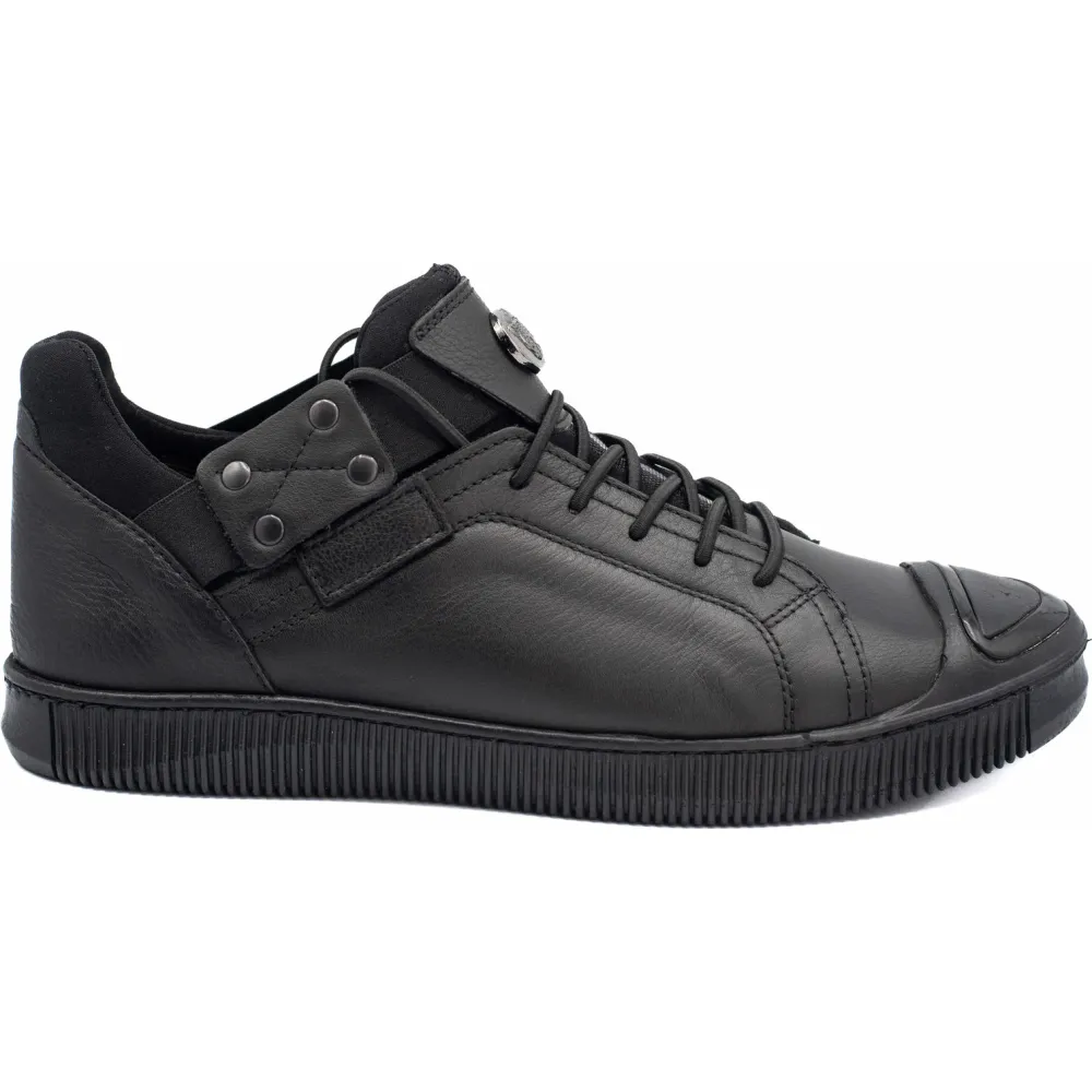 Vinci Leather Mumbai Black Leather Sneaker (03313)