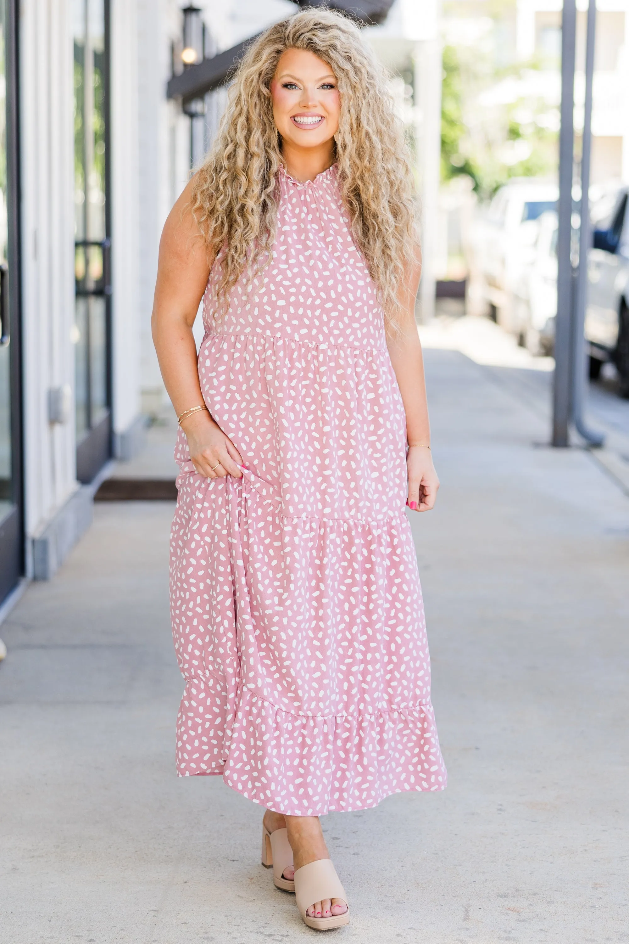 Weekend Wardrobe Maxi Dress Mauve Dalmatian