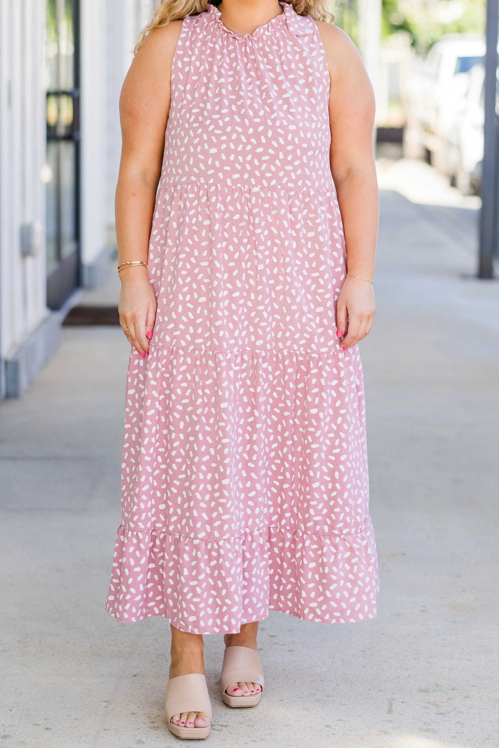 Weekend Wardrobe Maxi Dress Mauve Dalmatian