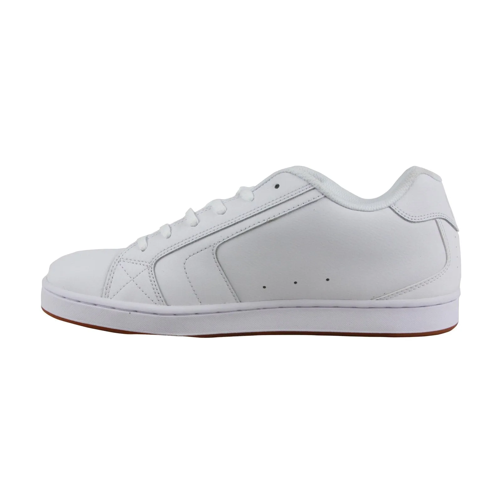 White Nubuck Leather Lace Up Skate Shoes for Men - DC Net 302361