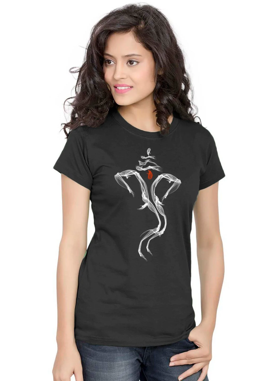 Women TShirt with Ganesha Smoke Design