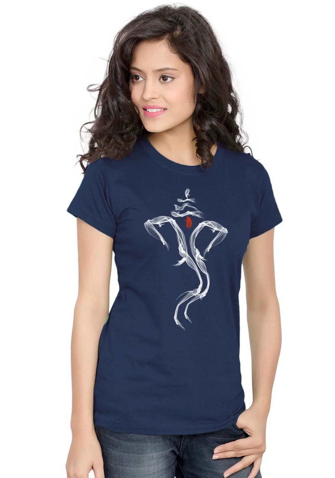 Women TShirt with Ganesha Smoke Design