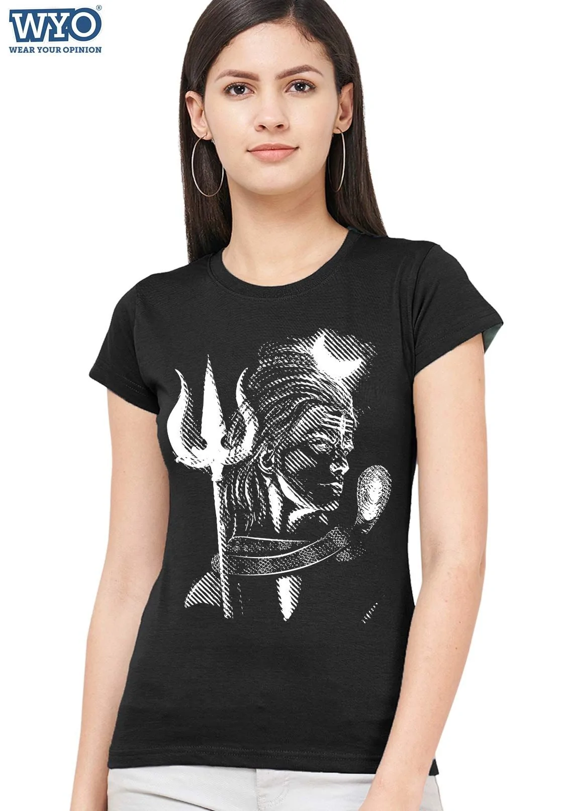 Women Tshirt with Shiva Bhole Design